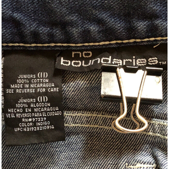 Vintage Flower Cut Out Flare Blue Jeans Y2K No Boundaries Juniors 11 100% Cotton - Picture 11 of 11